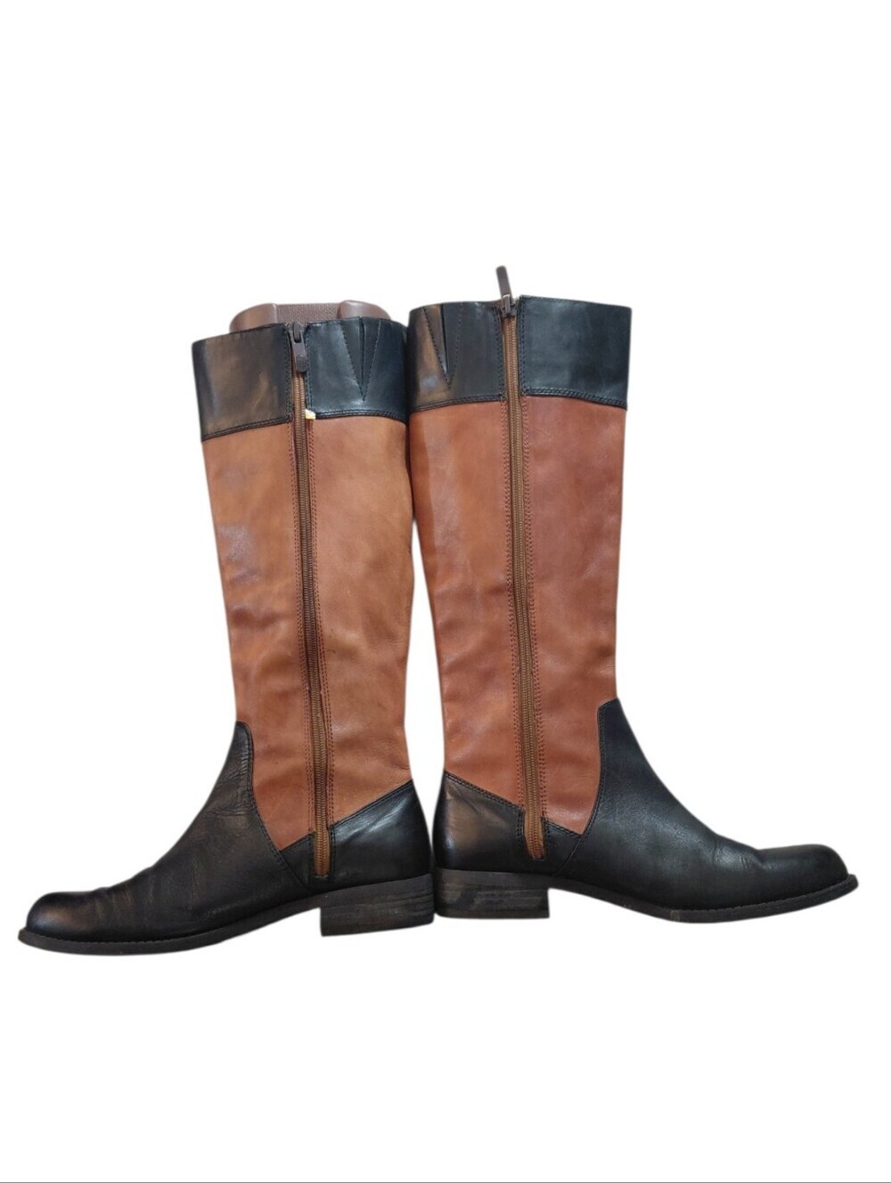 Vince Camuto Two-Tone Black & Brown Knee-High Riding Boots Size 8.5 - Picture 2 of 12
